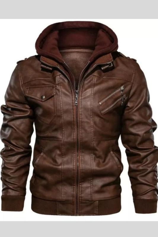 Slim Fit Zip PU Men's Leather Jacket
