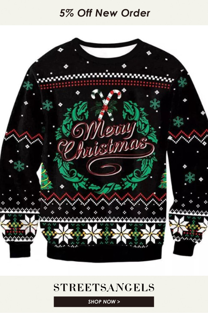 Men Ugly Christmas Graphic Vintage Knit Sweater