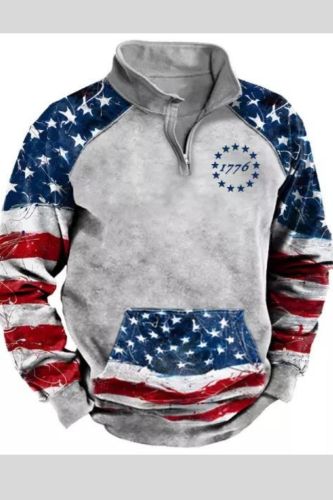 Mens Winter American Flag Sweatshirt