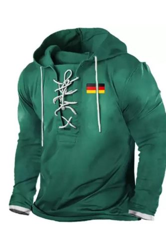 Mens German Jersey Soccer Autumn Lace Up Hoodie