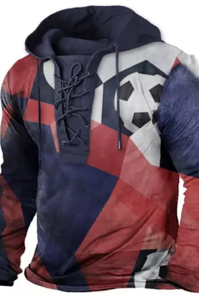 Mens Argentina Soccer Print Hooded Sweatshirt