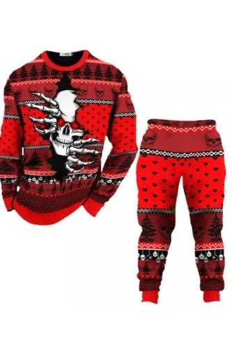 Men's Pullover Top Skull Tribal Printed Pants Two Piece Set