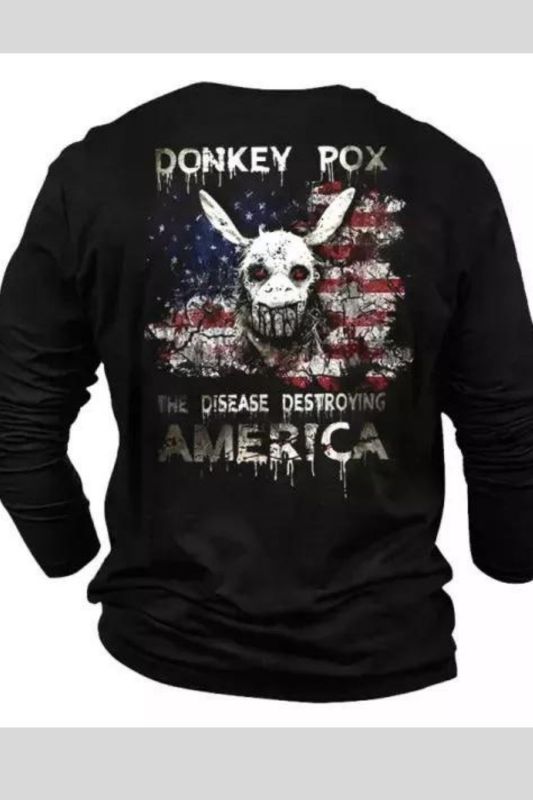 Donkey Pox Mens Printed Long Sleeve Vintage Tie National Flag Tactical Classic Button-Down Pullover