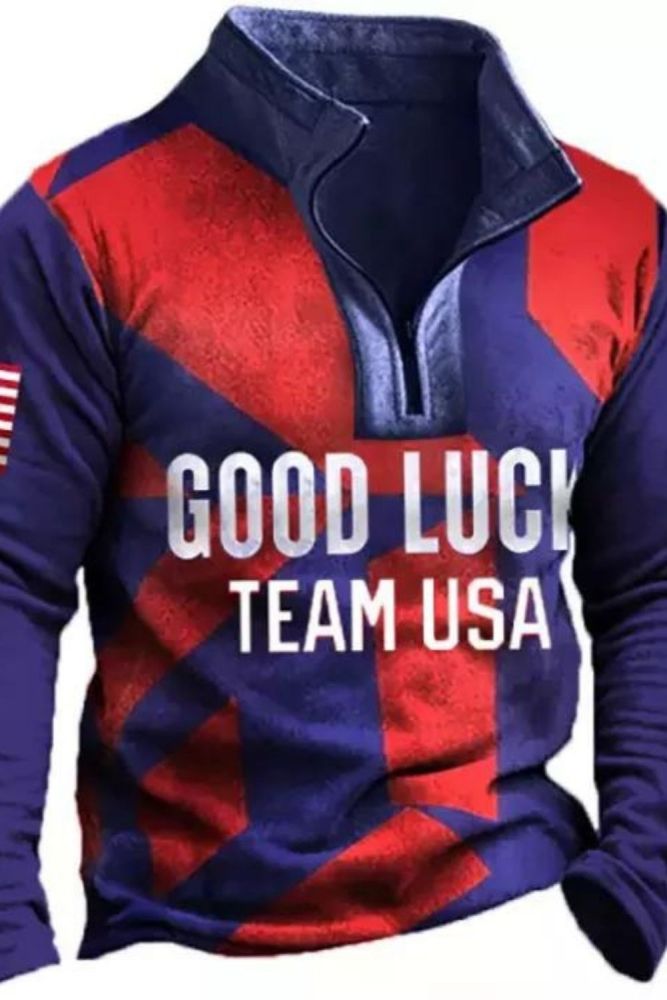Mens USA Flag Print Soccer Long Sleeve Sweatshirt