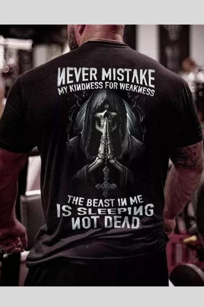 The Beast In Me Sleeps Not Dead Skeleton Basic Mens T-Shirt