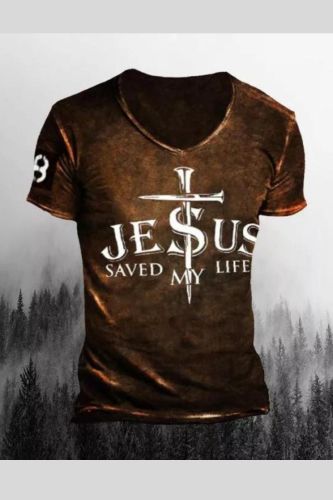 Men's Creative Cross Print Outdoor Comfortable T-Shirt