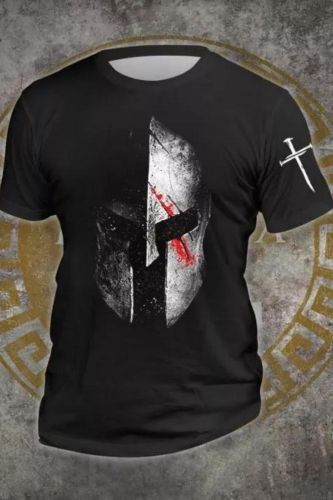 Men's Outdoor Knight Print Short Sleeve T-Shirt