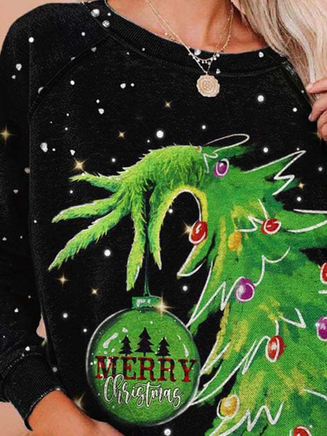 Merry Christmas Grinchmas Print Sweatshirt