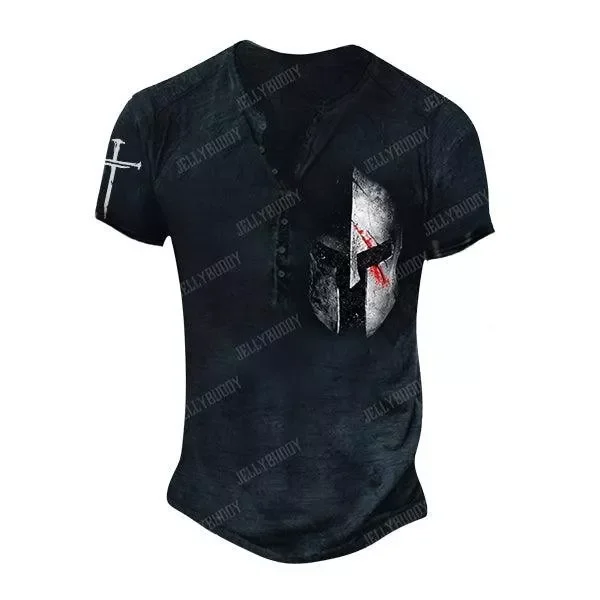 Mens Warrior Print Short Sleeves T-Shirt