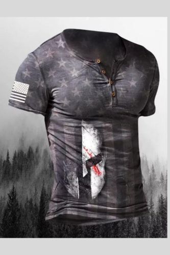Men's Outdoor Comfortable Liberalism Warrior Print T-Shirt