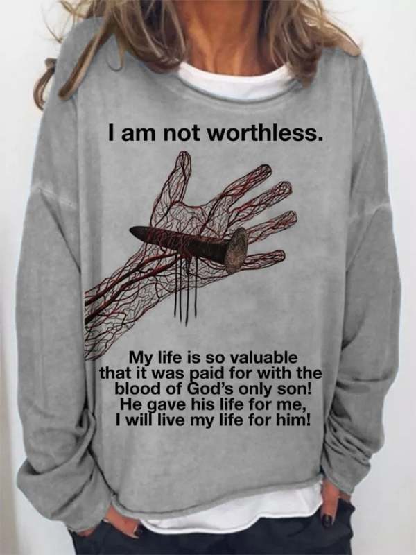 Jesus Print Crew Neck Long Sleeve Sweatshirt