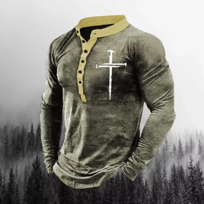 Faith Mens Warm And Comfortable Long Sleeve Henry Collar Pullover