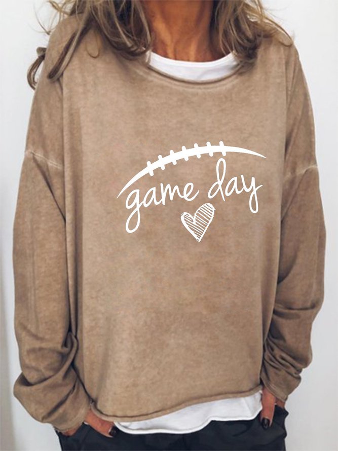 Game Day Print Round Neck Sweatshirt