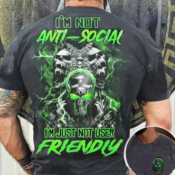 I'm Not Anti-social Skull All Over Print Men's Short Sleeve Tee