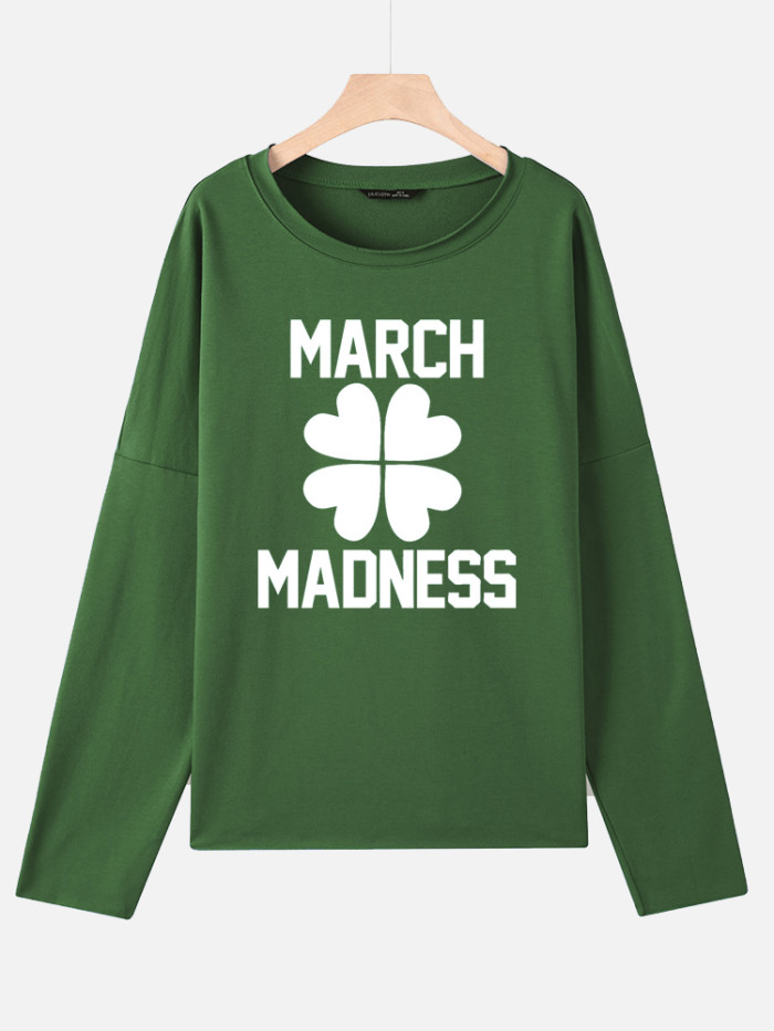 Four Leaf Clover Sweatshirt March Madness Women's Pullover St Patrick's Day Hoodie