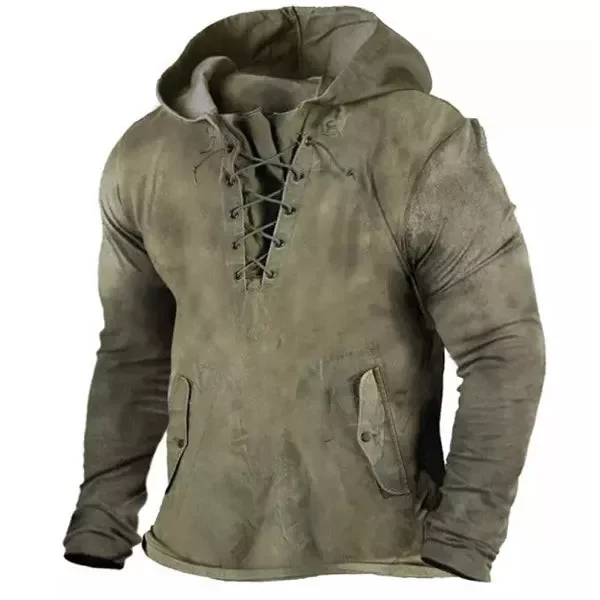 Men's Vintage Outdoor Tactical Lace-Up Hooded