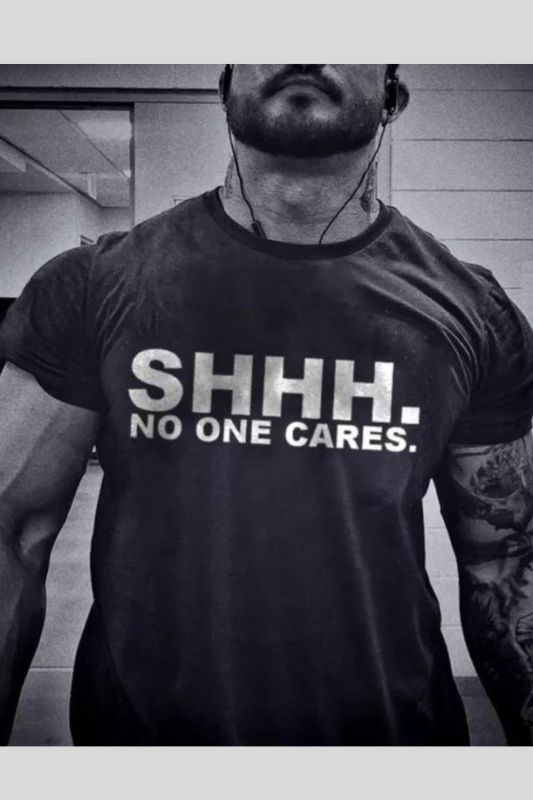 No One Cares Printed Fashionable Mens T-shirt