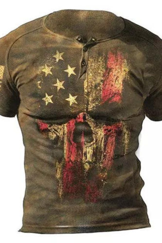 Mens Liberalism Reaper 2.0 Henley Collar T-Shirt