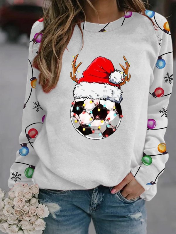 Women's Christmas Lights World Cup Soccer Print Sweatshirt