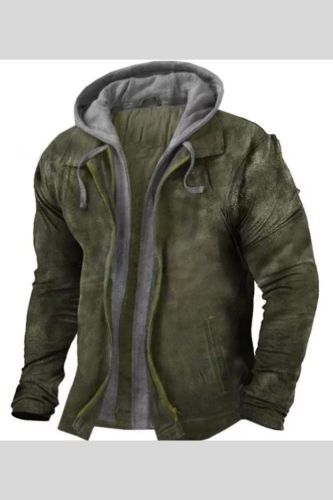 Men's Outdoor Vintage Fleece Patchwork Hooded Jacket