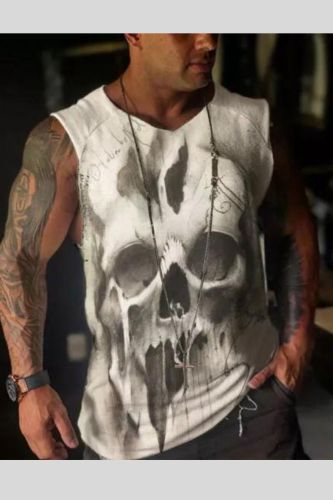 Retro Comfortable Skull Men's Sleeveless Shirt