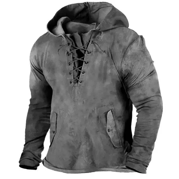 Men's Vintage Outdoor Tactical Lace-Up Hooded