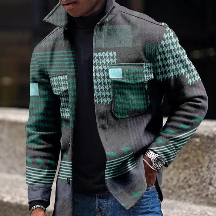 Men's Geometric Pattern Fashion Casual Jacket