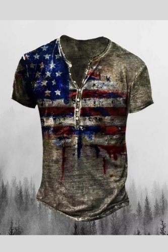Mens Freedom Eagle Print Comfortable Casual Short Sleeve T-Shirt