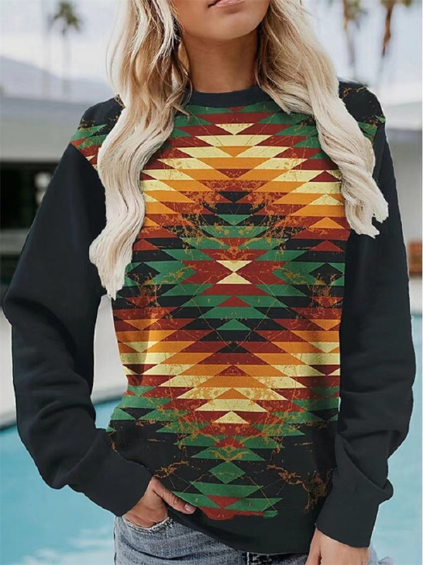 Pattern Long Sleeve Sweatshirt Tribal Western Sweatshirt