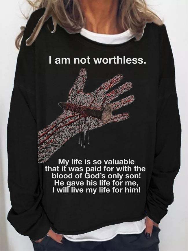 Jesus Print Crew Neck Long Sleeve Sweatshirt