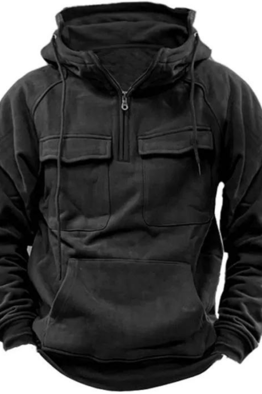 Men's Vintage Casual Multi-pocket Zip Hoodie