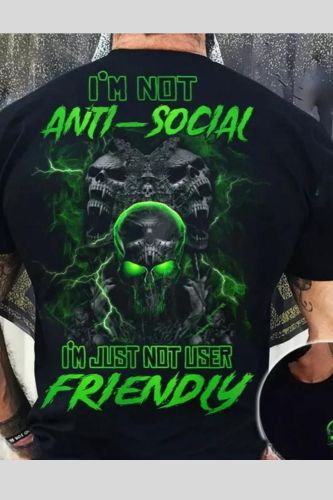 I'm Not Anti-social Skull All Over Print Men's Short Sleeve Tee