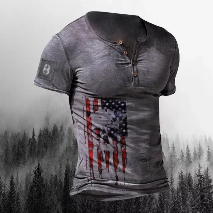 Men's Outdoor Freedom Eagle Print Comfortable Casual T-shirt