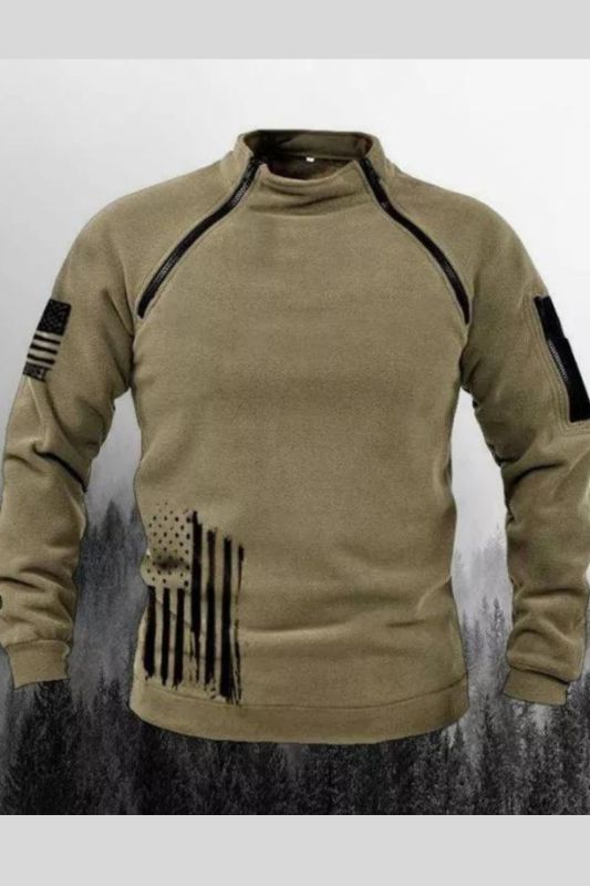 Men's Outdoor Warm And Comfortable Zipper Stand Collar Windproof Fleece Sweater