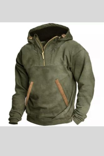 Men's Outdoor Zip Hooded Long Sleeve Casual Sweatshirt