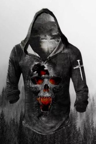Men's Freedom Grim Reaper Creative Cross Skull Hoodie