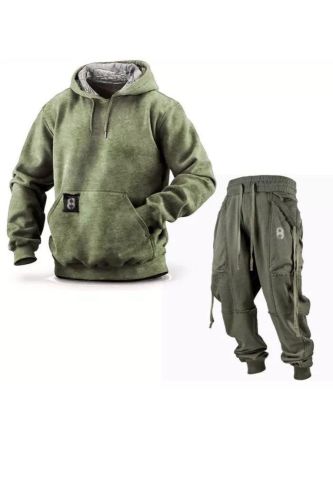 Men's Hoodie Pocket Sweatshirt Elastic Joggers Matching Set