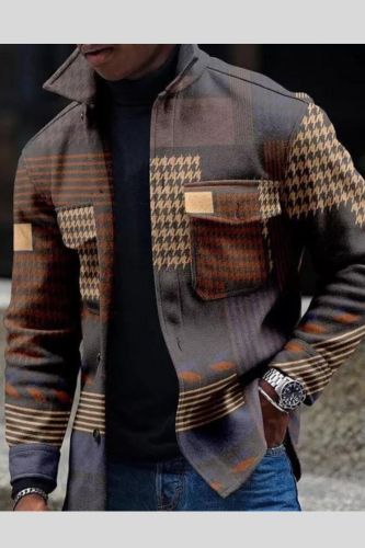 Men's Geometric Pattern Fashion Casual Jacket