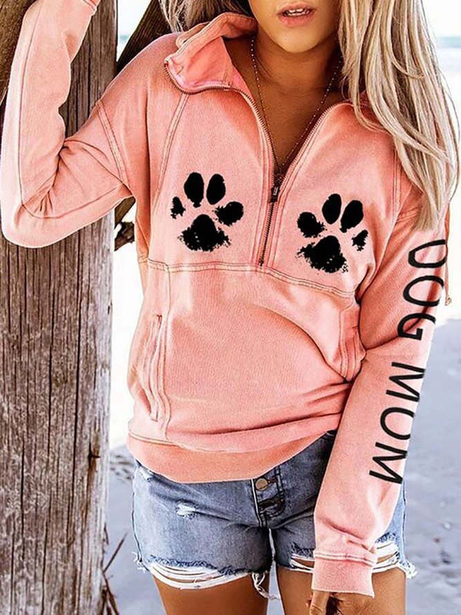 Women's Dog Mom Dog Paw Print Sweatshirts