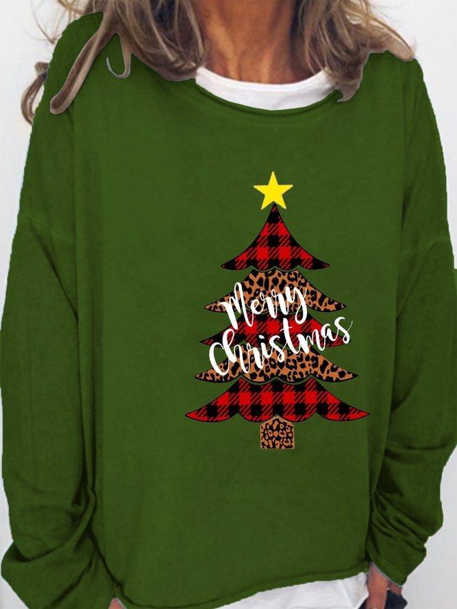 Merry Christmas printed Crew Neck Sweatshirt