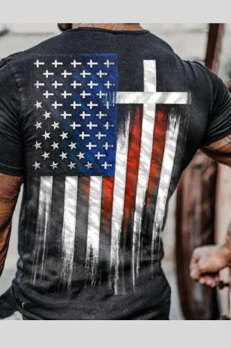 Independence Day National Outdoor Faith Print Mens T-Shirt