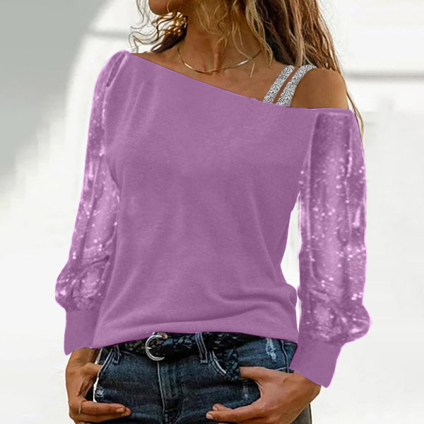 Fashion Long Sleeve Solid Color Sexy Strapless Casual Retro Blouses