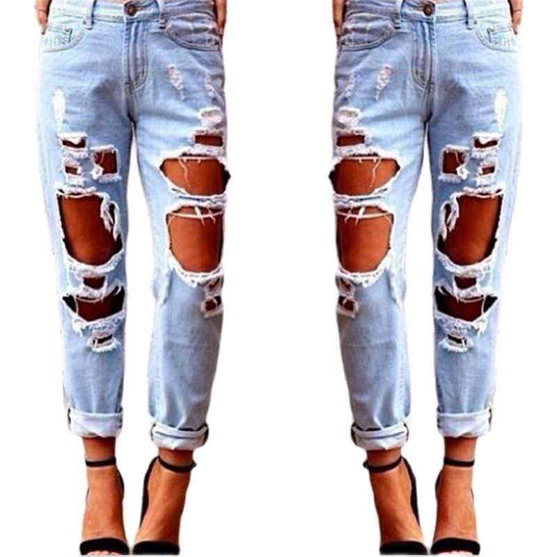 New Big Ripped Jeans Fashion Wild Sexy Loose Denim Pants