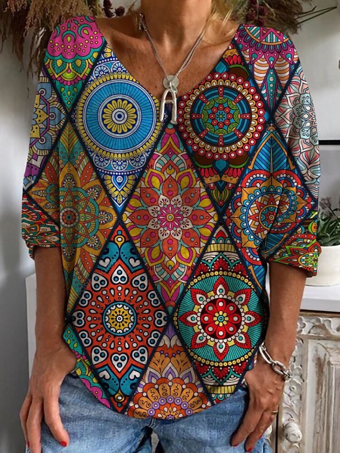 Women Long-sleeved Print Fashion Casual Shirts