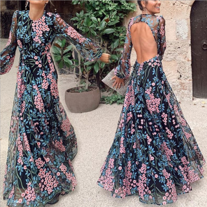 Bohemian Style Floral Printing Gauzy Dress