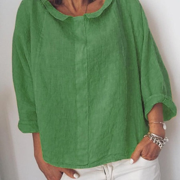 Cotton Linen Solid Color Loose Oversized Casual Shirts