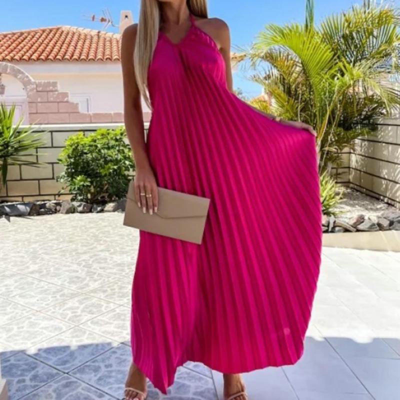 Fashion Casual Solid Color Bohemian Off Shoulder Loose Sheer  Maxi Dress
