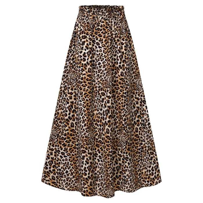 Fashion High Waist Vintage Leopard Printed Elegant Skirts