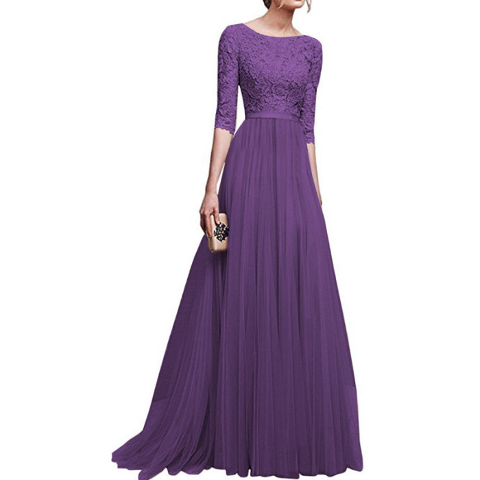 Women Lace Chiffon Elegant Party Evening Dresses