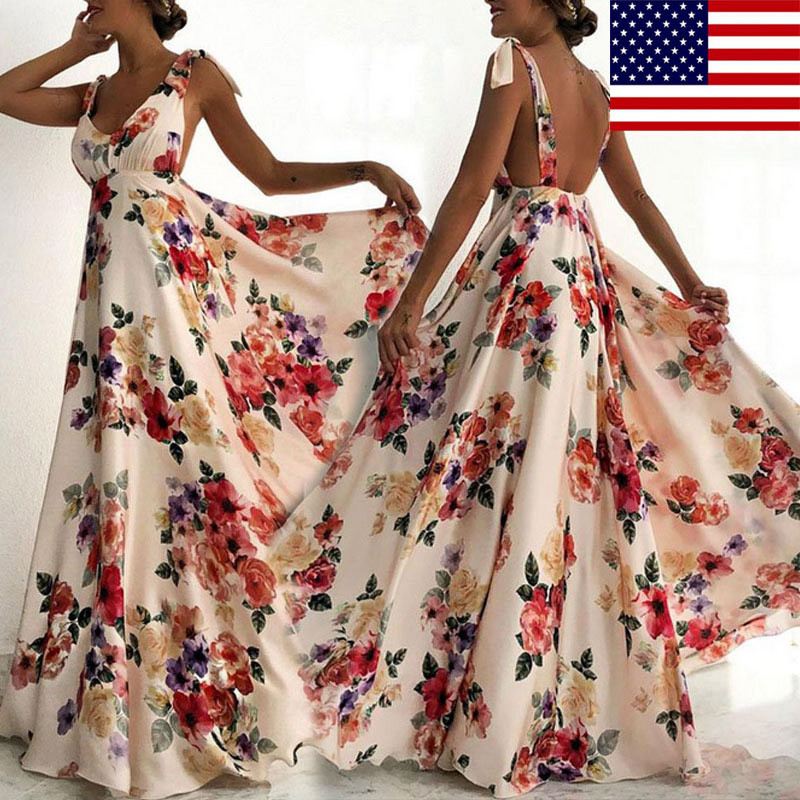 Elegant Fashion Floral Print Maxi Dress